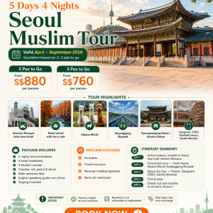 5 Days 4 Nights Seoul Muslim Tour [valid April - September 2026]