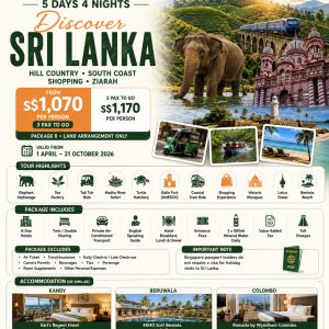 5 Days 4 Nights Sri Lanka Hill & Coastal (Package B) [valid till 31st Oct 2026]